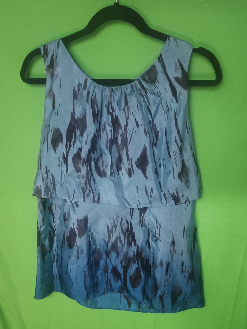 Cabi Serene 100% Silk Ombre Tiered Tank Blouse Blue Black Size M Style 142
